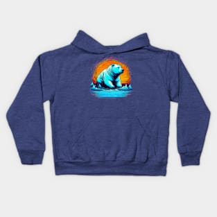 Retro Polar Bear in The Sun Kids Hoodie